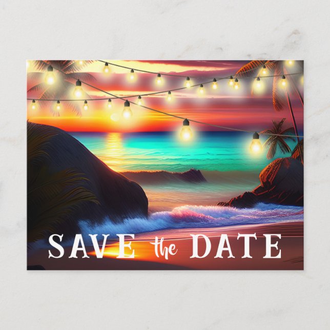 Guardar la fecha Código QR Invitación de playa tro (Anverso)