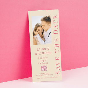 Guardar la fecha Código QR Rosa Tarjeta de Boda Mo