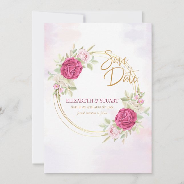 Guardar la fecha con la Invitación Rosas (Anverso)