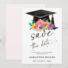 Guardar la fecha de graduación plantilla rosa