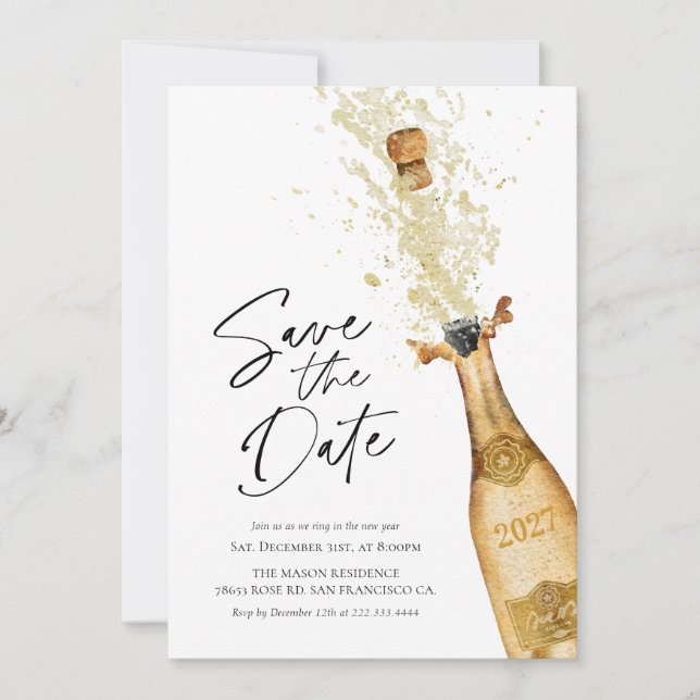 Guardar la fecha de Invitación de Año Nuevo (Anverso)