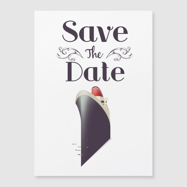 Guardar la fecha de invitación náutica vintage (Anverso)