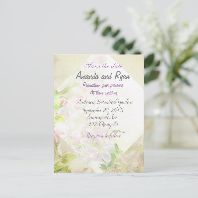 Guardar la fecha de la invitación a la boda floral (Anverso de pie)