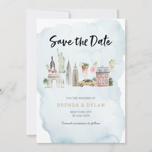 Guardar la fecha de la invitación de la ciudad de  (Anverso)