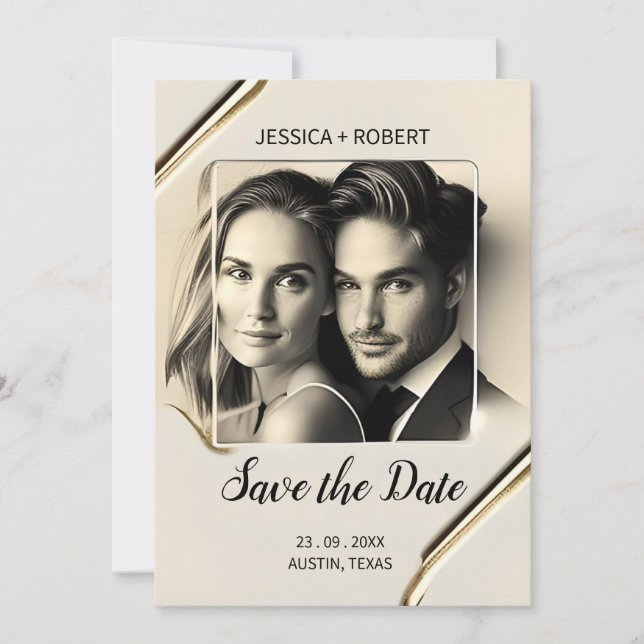 GUARDAR LA FECHA DE LA INVITACIÓN DE LUJO ELEGANTE (Anverso)