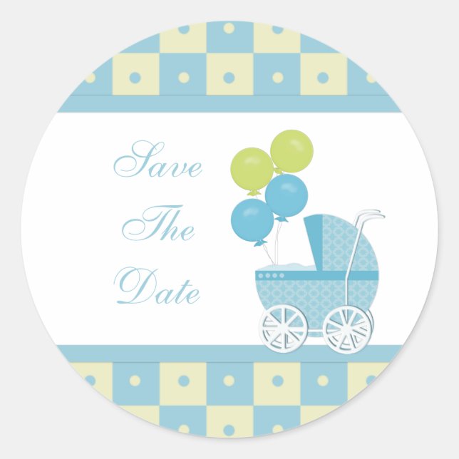 Guardar la fecha de los Pegatinas de Baby Shower (Anverso)