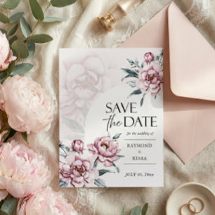 Guardar La Fecha Dusky Invitación A La Boda Peony 