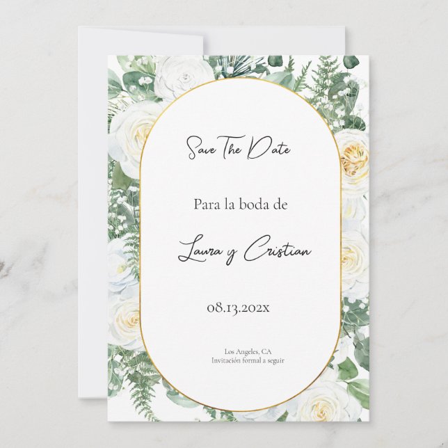 Guardar la fecha invitación de boda (Anverso)