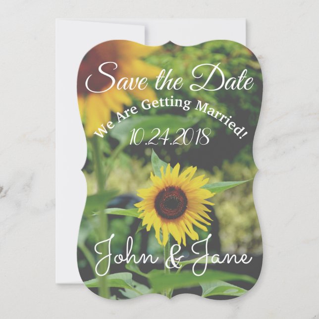 Guardar la fecha Invitación de boda de girasol (Anverso)