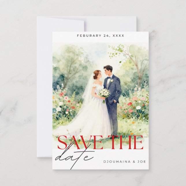 Guardar la Fecha Invitación de Boda | Romántica (Anverso)