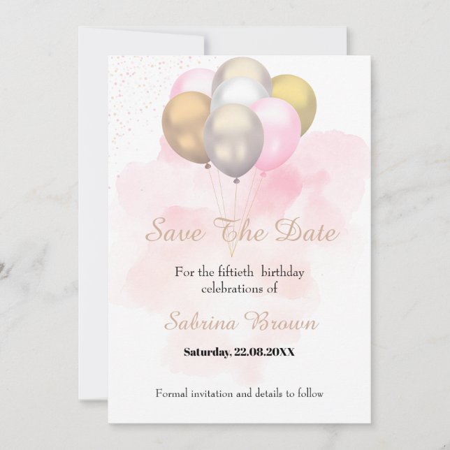 Guardar la Fecha Invitación de Cumpleaños (Anverso)