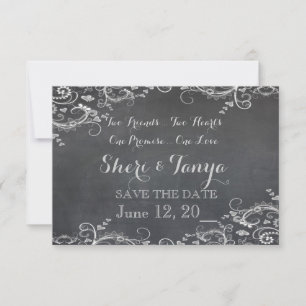 GUARDAR LA FECHA Invitación DEL Boda Gay Chalkboar