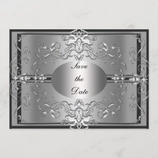 Guardar la fecha Invitación elegante de plata