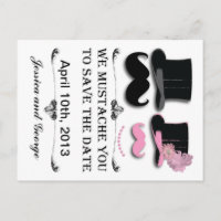 Guardar la fecha Mustache y postal de Hat Top Hat