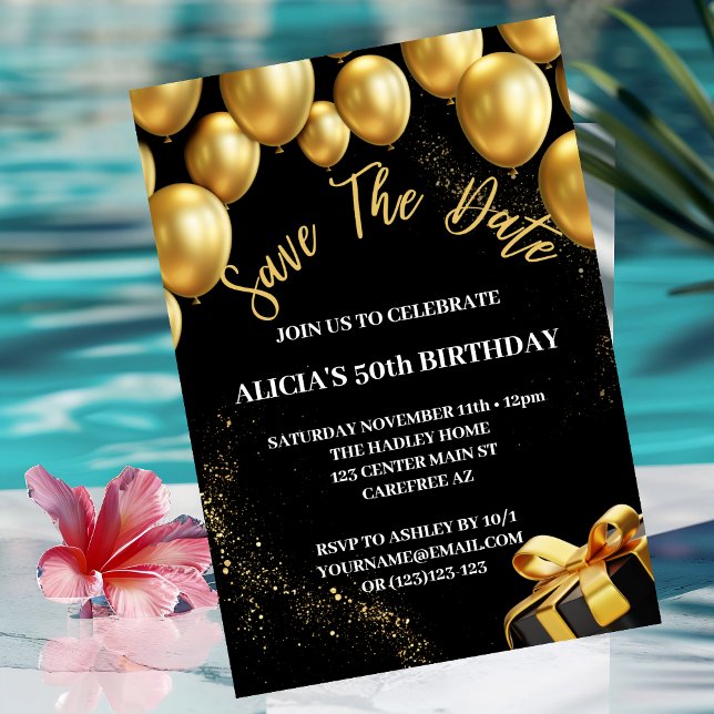 Guardar la fecha Oro Negro Invitación a los 50 Año (Subido por el creador)