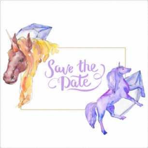 Guardar La Fecha Pegatina De Contorno De Unicornio