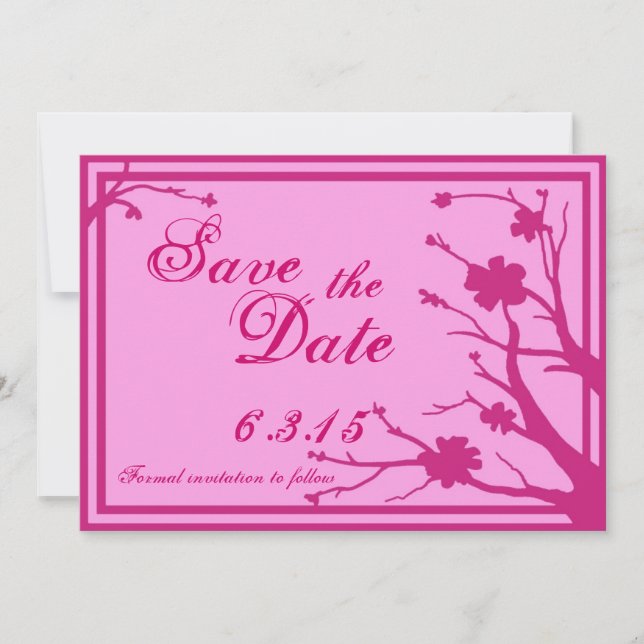 Guardar la fecha personalizado fuscia invitaciones (Anverso)