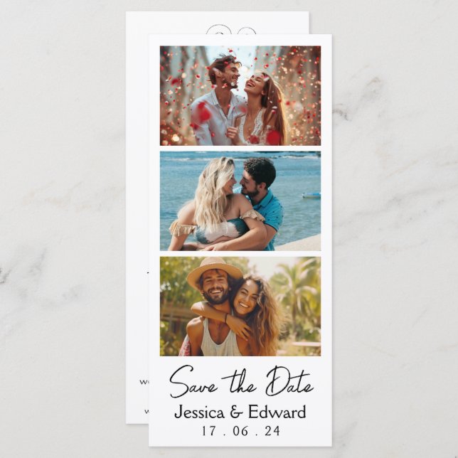 Guardar la fecha PhotoBooth Código Qr Moda blanca  (Anverso / Reverso)