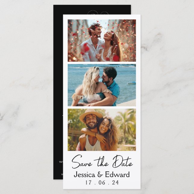 Guardar la fecha PhotoBooth Código Qr Moda blanca  (Anverso / Reverso)