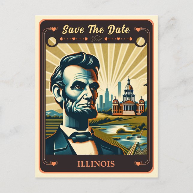 Guardar la Fecha | Postal de Invitación de Illinoi (Anverso)