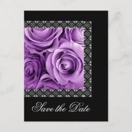 Guardar la fecha postal PURPLE Rosas SILVER Lace