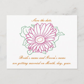 Guardar la fecha, postales de boda, fuchsia daisy