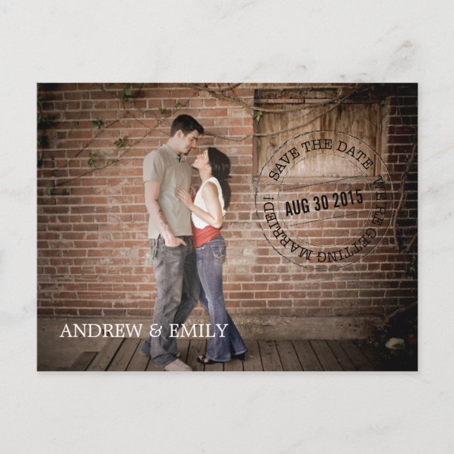 Guardar la Fecha Postmark Circle Foto Tarjeta Post (Anverso)