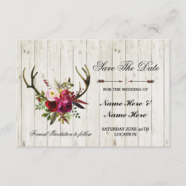 Guardar La Fecha Rústica Antlers Invitación Floral