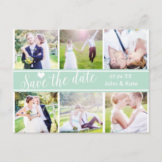 GUARDAR LA FECHA Sage Boda 6 Tarjeta Postal FOTO (Anverso)