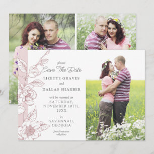 Guardar la fecha Tarjeta de 4 fotos de boda Magnol