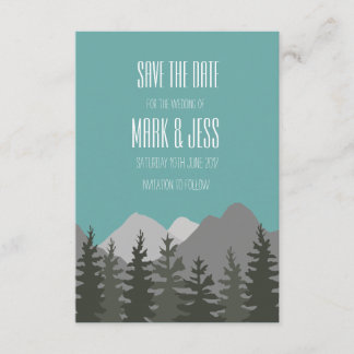 Guardar la Fecha Tarjeta de Boda Árboles y Montaña