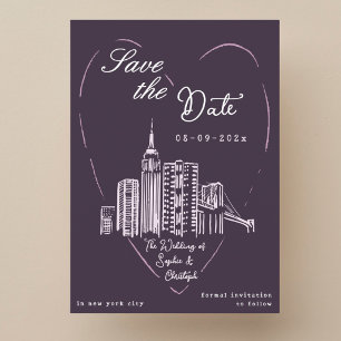 Guardar la fecha tarjeta de boda de Nueva York NYC