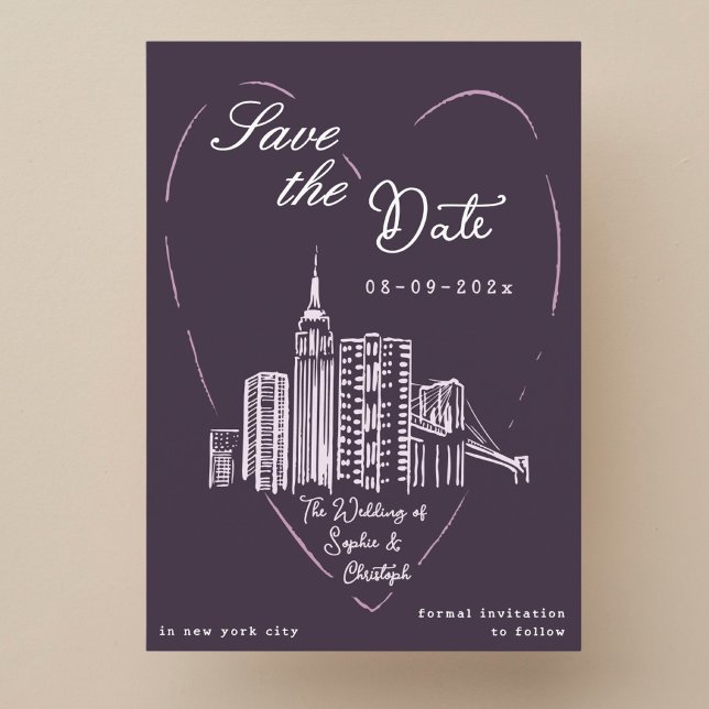 Guardar la fecha tarjeta de boda de Nueva York NYC (Subido por el creador)