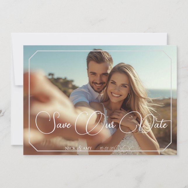 Guardar la fecha Tarjeta de boda simple moderna y  (Anverso)