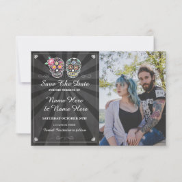 Guardar la fecha Tarjeta de foto de cráneo Boda gó