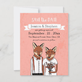 Guardar la Fecha - Tarjeta de Zorros enamorados