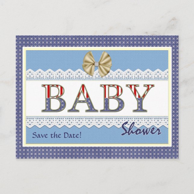 Guardar la Fecha Tarjeta Postal de Baby Shower Pat (Anverso)