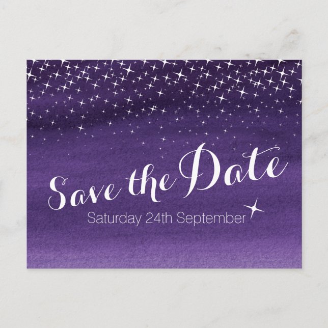 Guardar la fecha tarjeta postal de boda cielo estr (Anverso)