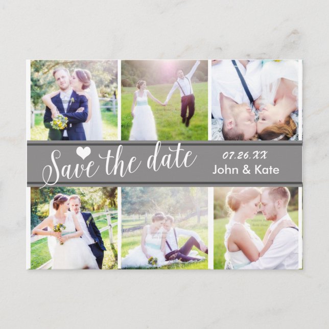 GUARDAR LA FECHA Tarjeta postal de fotos de boda g (Anverso)