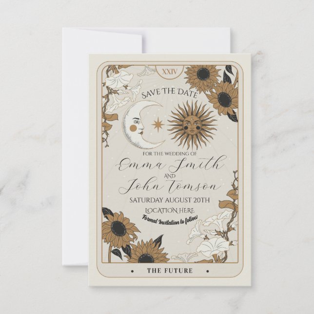 Guardar La Fecha Tarot Sun Moon Alinear Tarjetas D (Anverso)