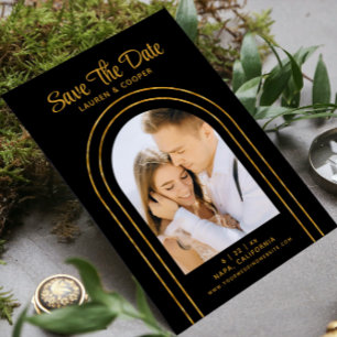 Guardar la fecha White Gold Elegante Boda Art Deco