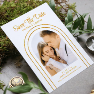 Guardar la fecha White Gold Elegante Boda Art Deco