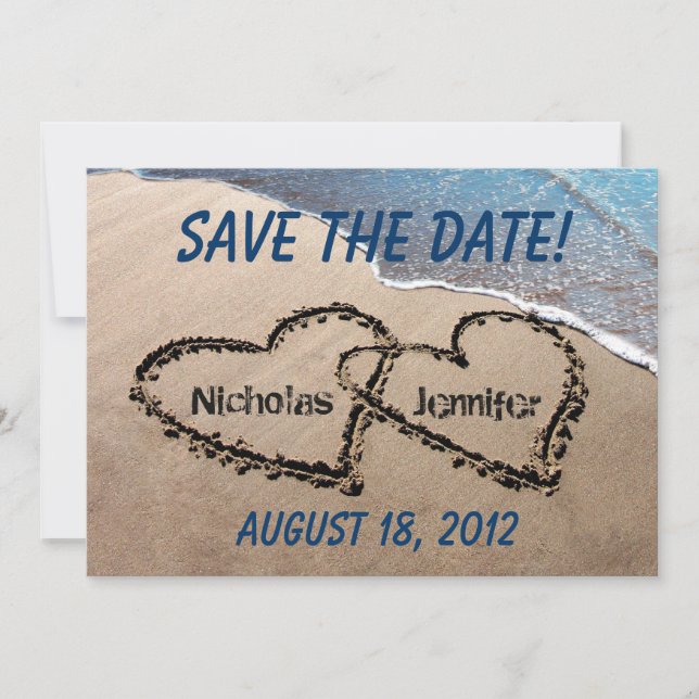 Guardar La Invitación A La Boda De Sand Beach (Anverso)