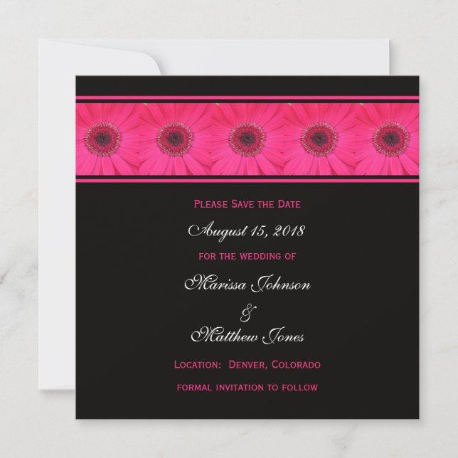 Guardar la invitación a la fecha — Pink Gerbera Da (Anverso)