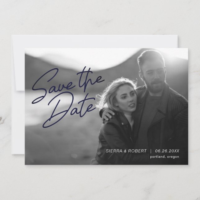 Guardar la Invitación Boda de script suave de fech (Anverso)