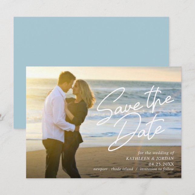 Guardar la Invitación Boda de script suave de fech (Anverso / Reverso)