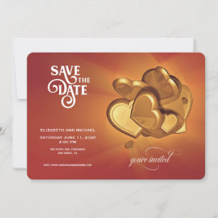 Guardar La Invitación Date Gold Hearts (Versión 4)