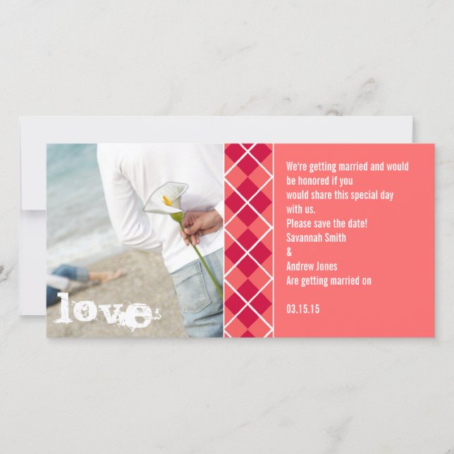 Guardar la invitación de Argyle de fecha (Anverso)