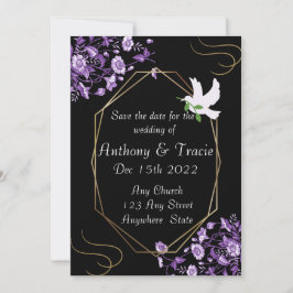 Guardar La Invitación De Boda De Fecha Negro Y Púr