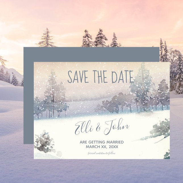 Guardar La Invitación De Boda De Invierno De Fecha (Save The Date Winter Wedding Announcement)